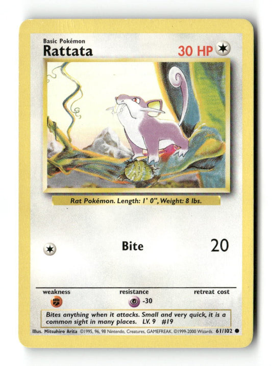 Pokemon Rattata 61/102 Base Set Unlimited Lightly Played