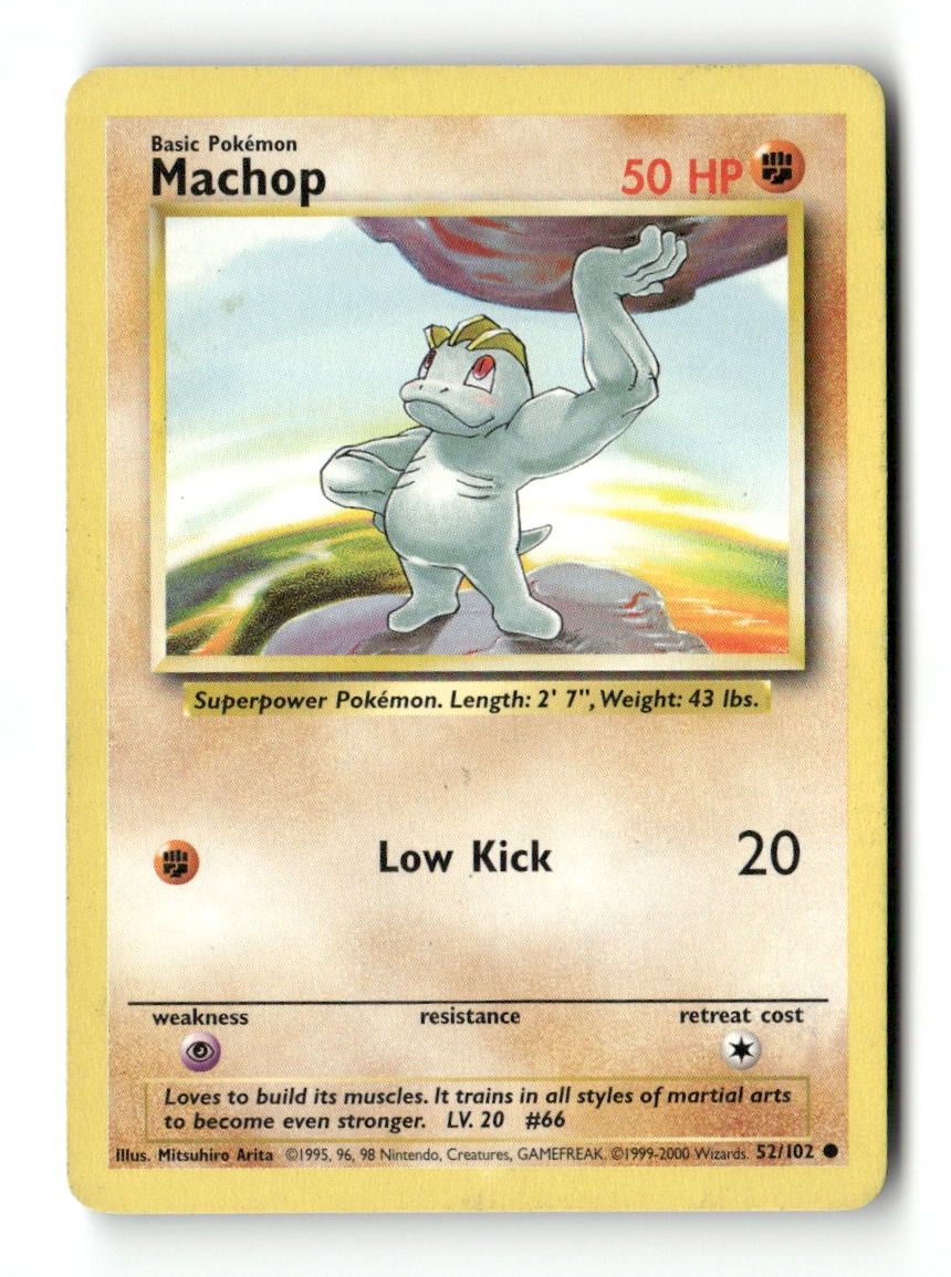 Pokemon Machop 52/102 Base Set Unlimited Lightly Played