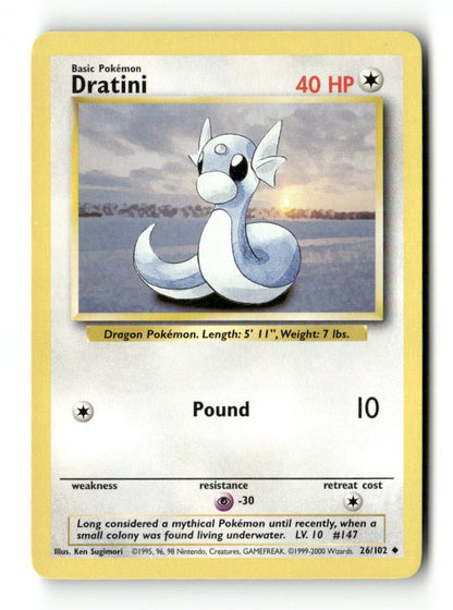 Pokemon Dratini 26/102 Base Set Unlimited Lightly Played