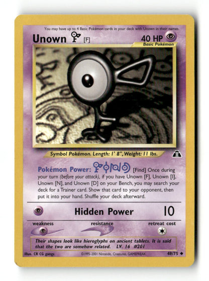 Pokemon Unown [F] 48/75 Neo Discovery Lightly Played