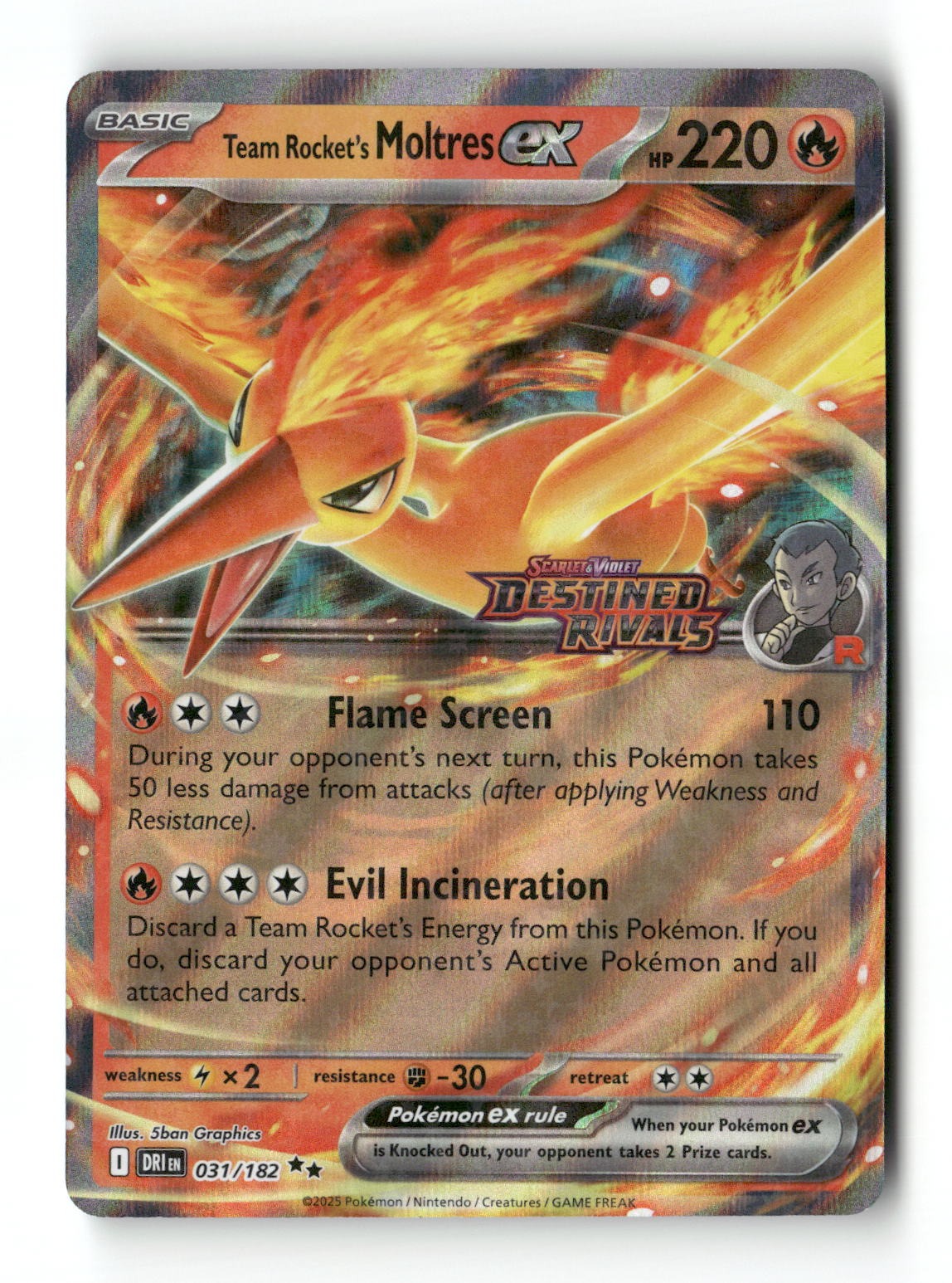 Pokemon Team Rocket's Moltres ex 031/182 Destined Rivals Near Mint