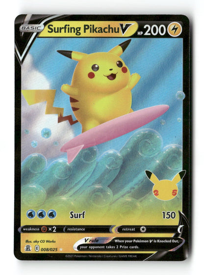 Surfing Pikachu V 008/025 Celebrations Near Mint