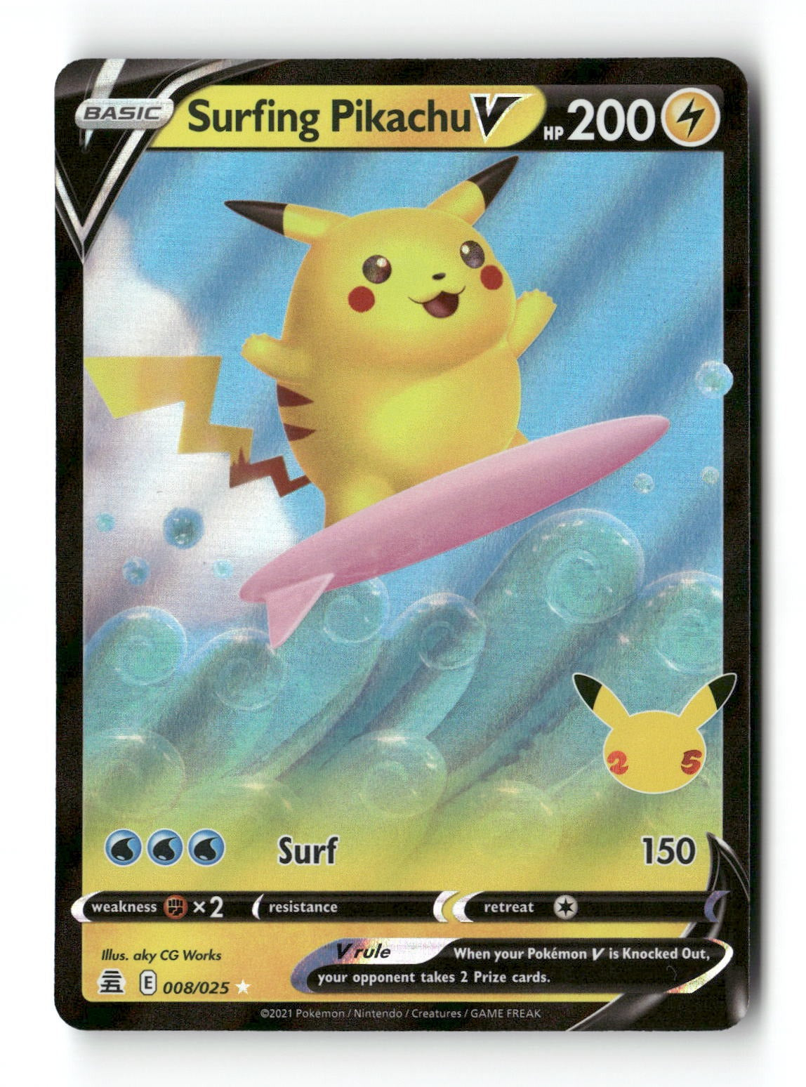 Surfing Pikachu V 008/025 Celebrations Near Mint