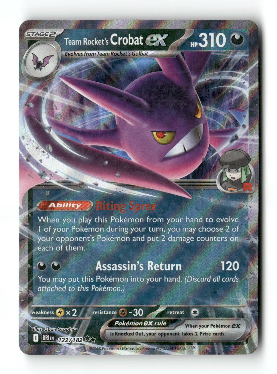 Pokemon Team Rocket's Crobat ex 122/182 Destined Rivals Near Mint