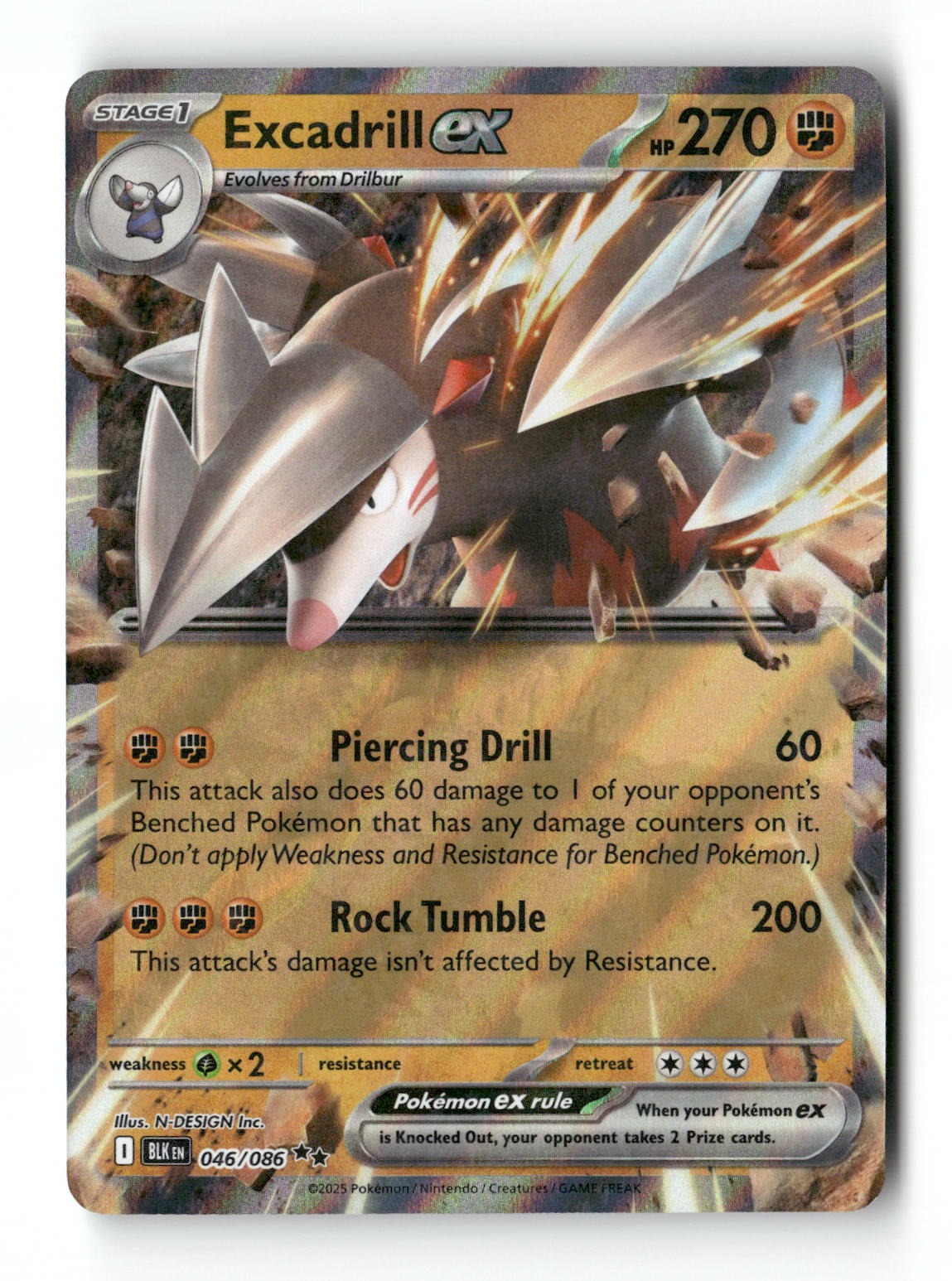 Pokemon Excadrill ex 046/086 Black Bolt Near Mint