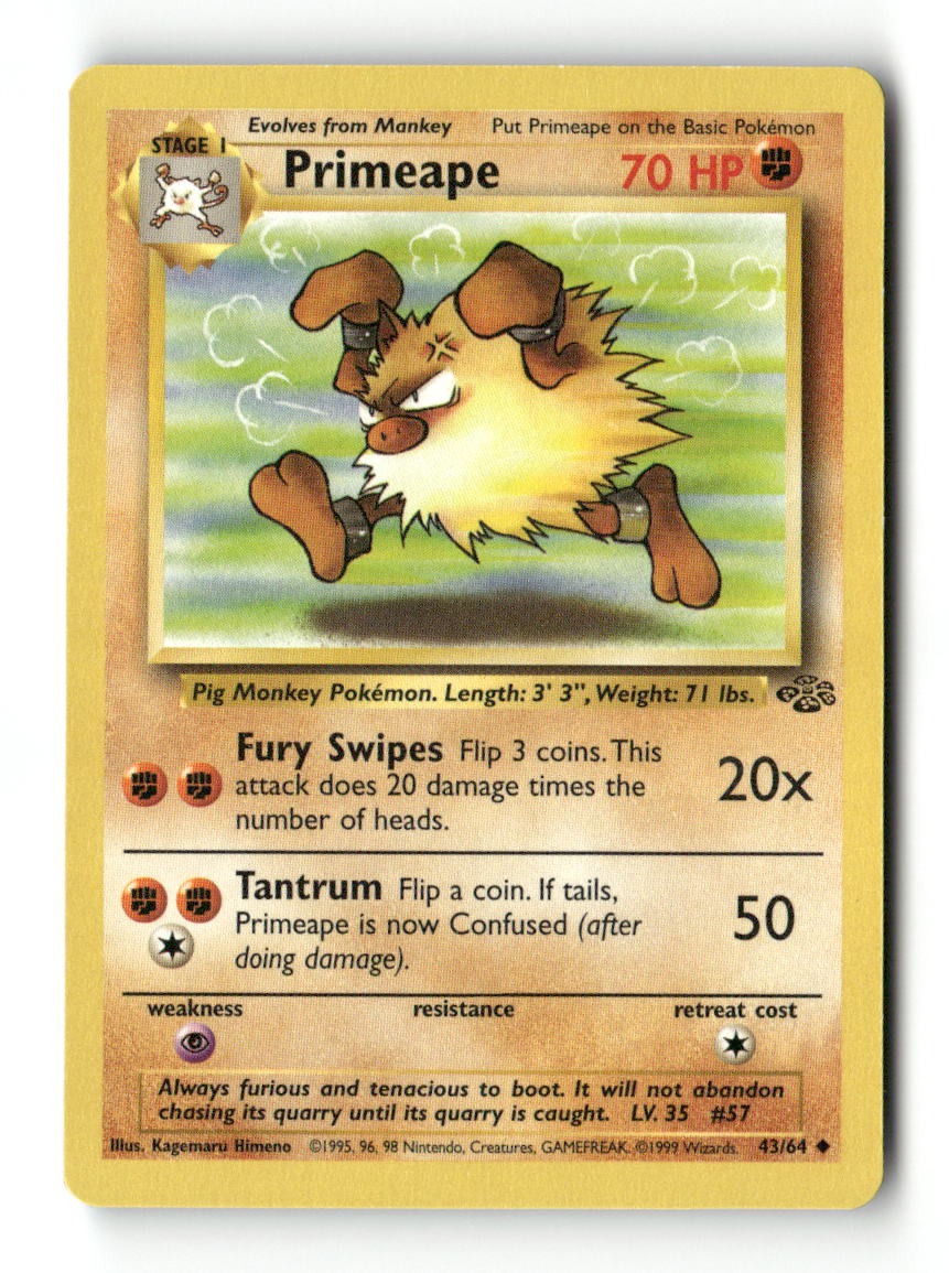 Pokemon Primeape 43/64 Jungle Lightly Played