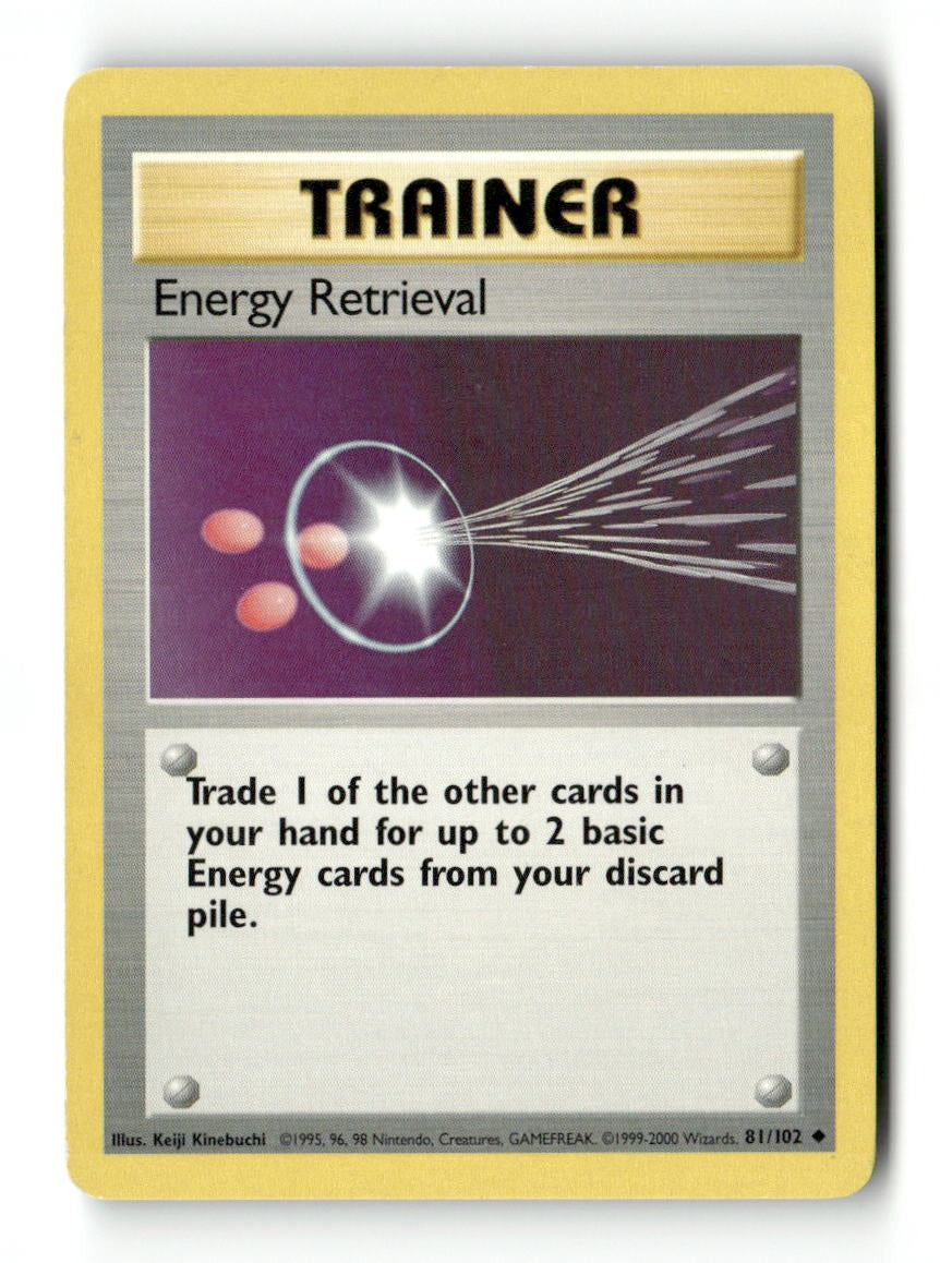Pokemon Energy Retrieval 81/102 Base Set Unlimited Lightly Played