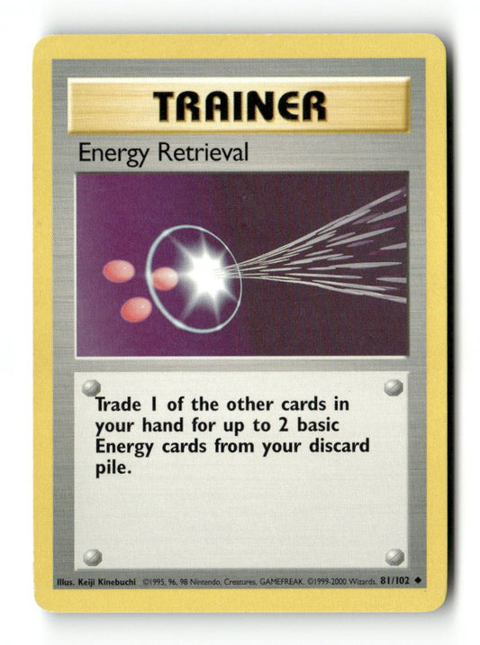 Pokemon Energy Retrieval 81/102 Base Set Unlimited Lightly Played