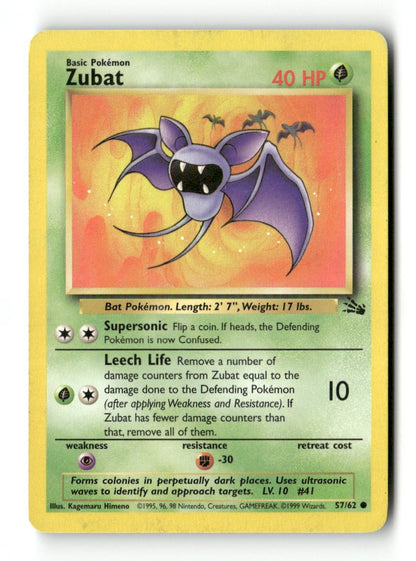 Pokemon Zubat 57/62 Fossil Lightly Played
