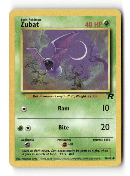 Pokemon Zubat 70/82 Team Rocket Lightly Played