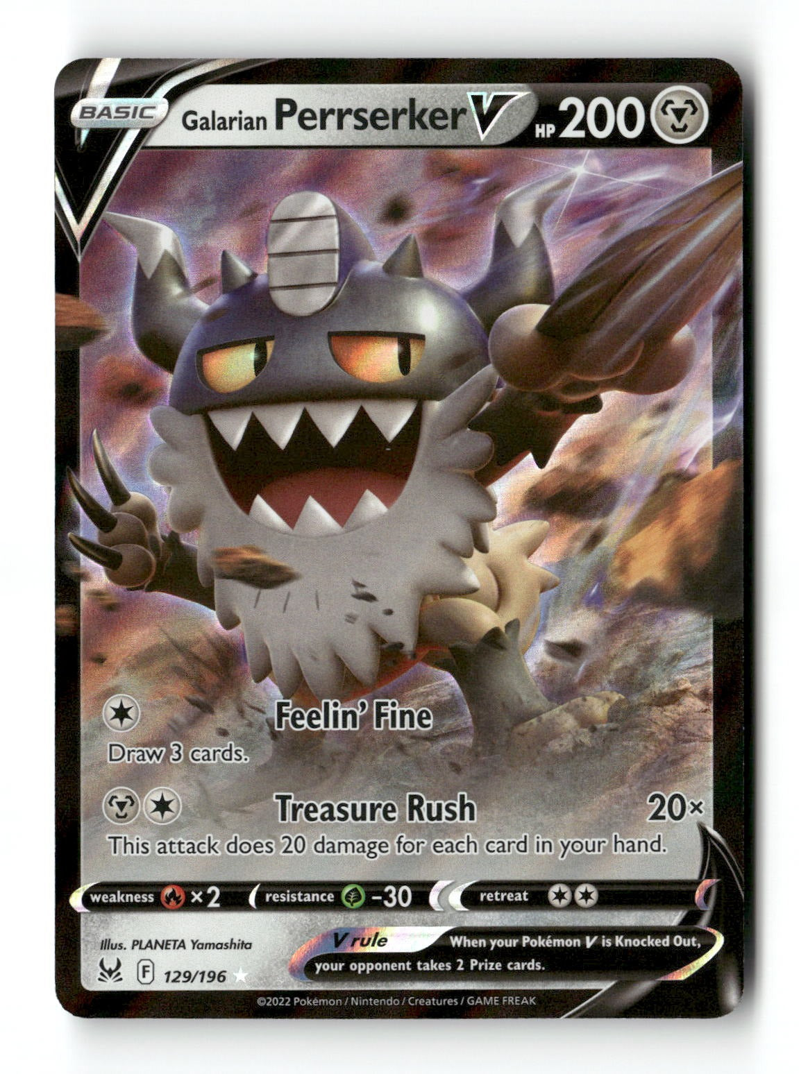 Galarian Perrserker V 129/196 Lost Origin Near Mint