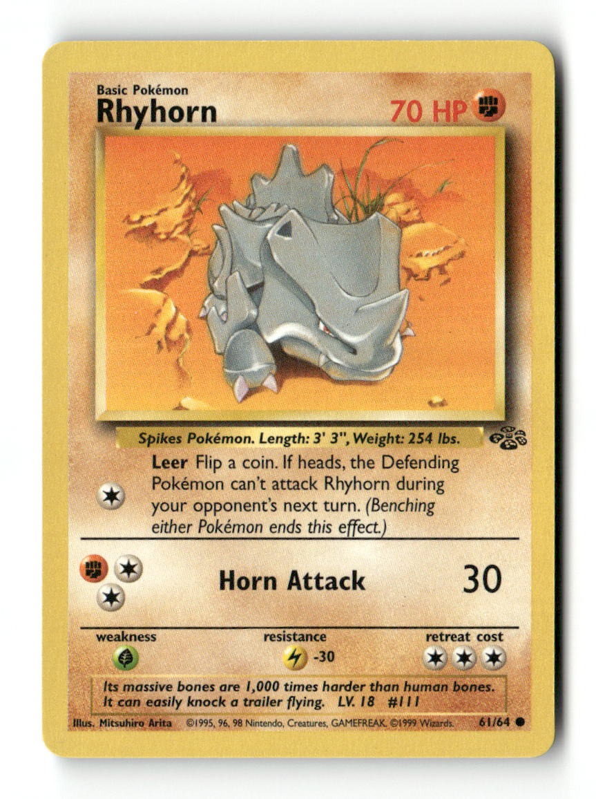 Pokemon Rhyhorn 61/64 Jungle Lightly Played