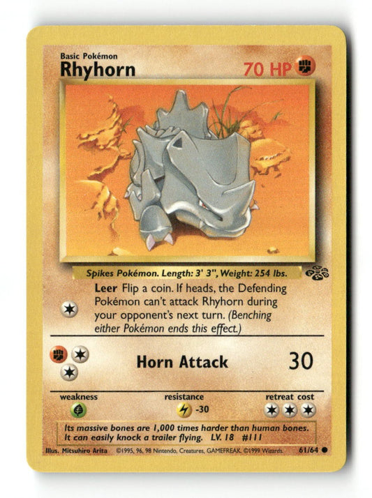 Pokemon Rhyhorn 61/64 Jungle Lightly Played